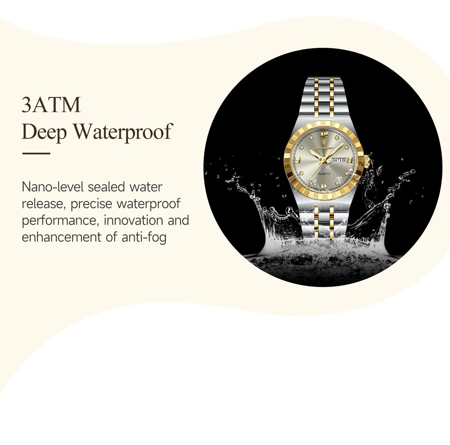 POEDAGAR Elegant Casual Ladies Watch Luminous Waterproof Week Date Fashion Woman Wristwatch Stainless Steel Women Quartz Watches