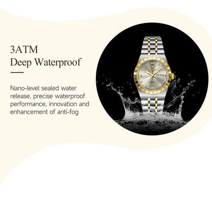 POEDAGAR Elegant Casual Ladies Watch Luminous Waterproof Week Date Fashion Woman Wristwatch Stainless Steel Women Quartz Watches