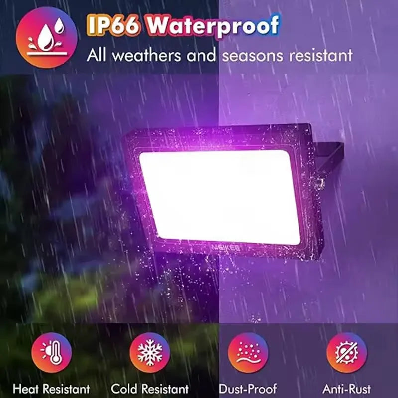 RGB Led Flood Lights Reflector with Remote Waterproof RGB LED Spotlight Indoor Outdoor Lighting Garden Holiday Ambiance Decor