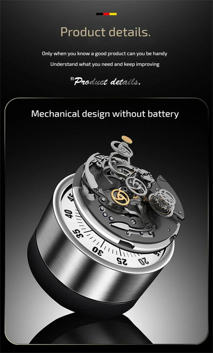 Stainless Steel Timer Kitchen Magnet Mechanical Egg Timer Home Baking Cooking Alarm Clock