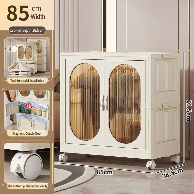 Foldable Baby Closet Plastic Infant Wardrobe Children's Clothing Storage Cabinet for Home Bedroom No Installation Needed