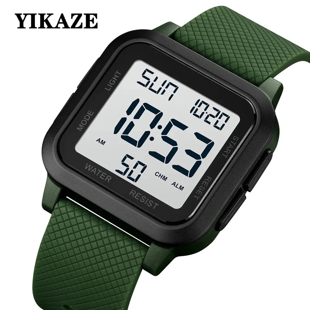 YIKAZE Sports Watch for Men Luminous Waterproof Men's Sport Watches Outdoor Military Clock Student LED Electronic Wristwatch