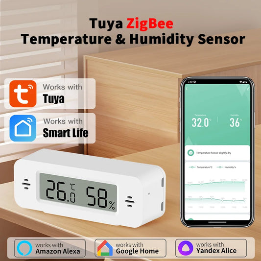 Tuya Zigbee 3.0 Temperature Humidity Sensor Mini Thermometer APP Remote Control WorkWith Yandex ZHA Zigbee2MQTT SmartLife Alexa