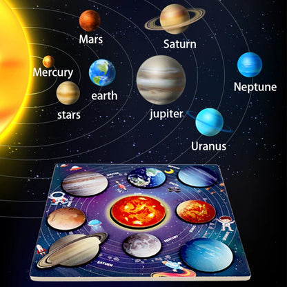 Solar System Puzzle for Kids  Wooden Cognitive Board  Early Learning Space Toys  Montessori Astronomy Toy  Safe Non-Toxic Puzzle