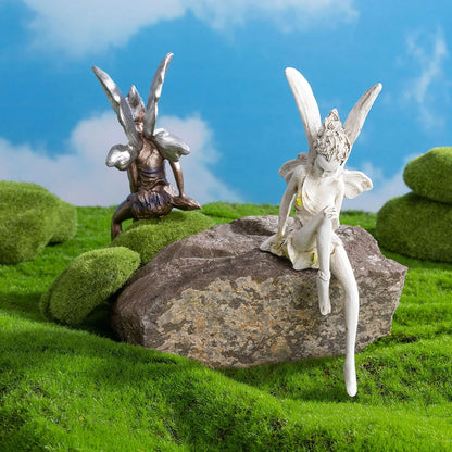Flower Fairy Statue Ornament Figurines With Wings Outdoor Garden Resin Craft Landscaping Yard Decoration Fast Delivery