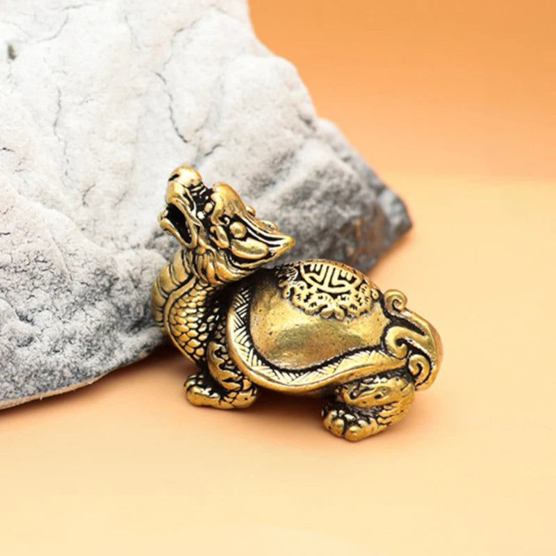 Chinese Beast Dragon Statue Bronze Figurine Ornaments Antique Copper Mythical Animal Miniature Home Decoration Crafts Collection
