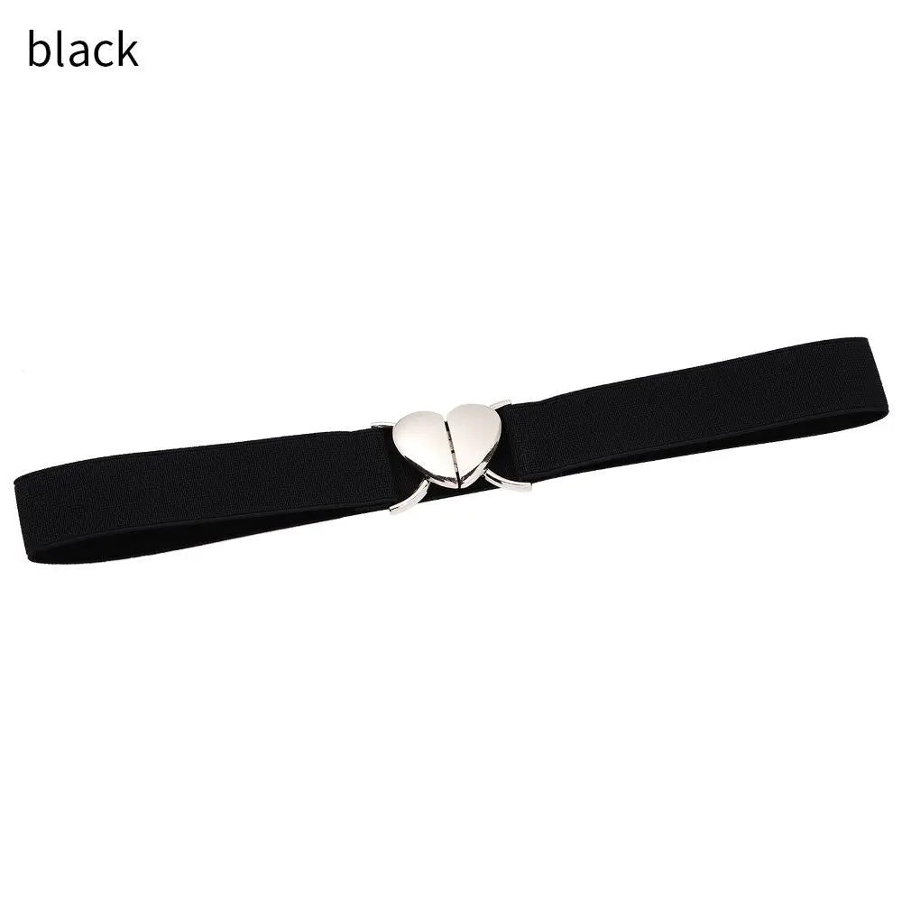 2022 Children Stretch Belts Girls Multicolor Adjustable Elastic Waist Belts with Heart Shape Buckle Waistband Accessories