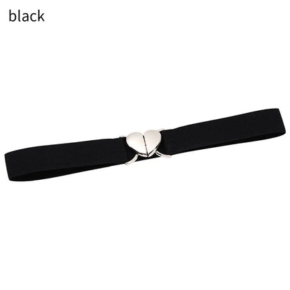 2022 Children Stretch Belts Girls Multicolor Adjustable Elastic Waist Belts with Heart Shape Buckle Waistband Accessories