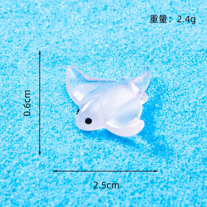 30pcs Cartoon Manta Ray Luminous Ocean Animal Ornament Resin Craft Cute Ocean Animal Miniature Figurines DIY Mini Animals Statue