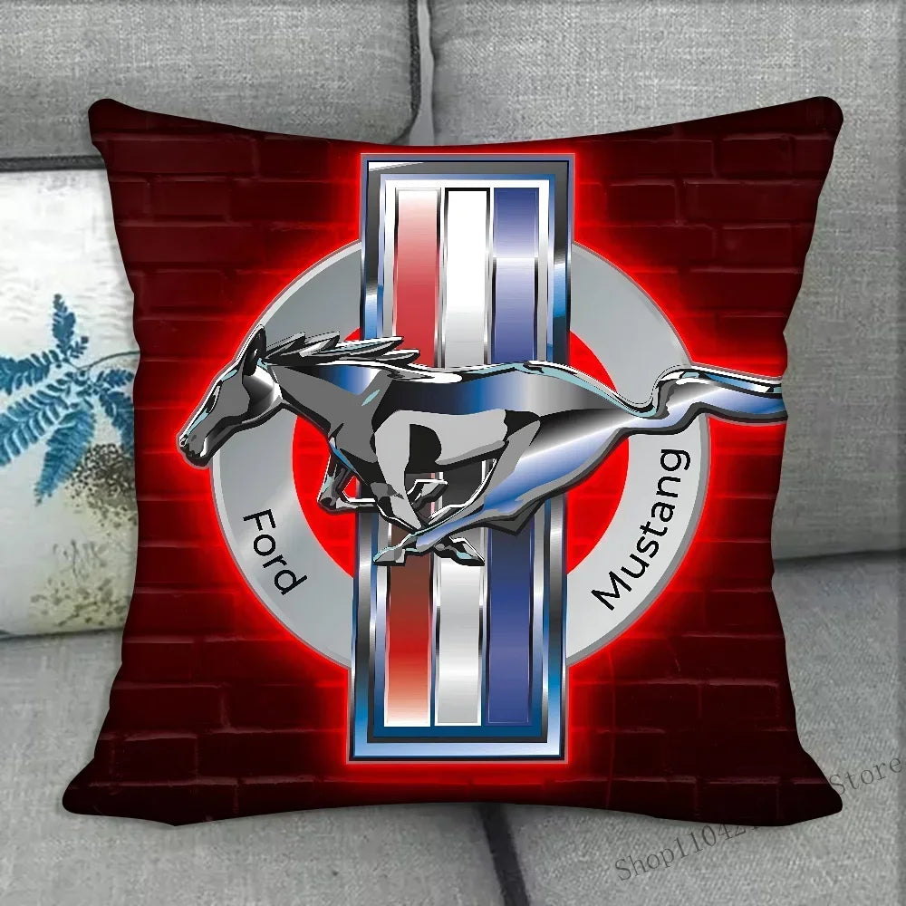 1pc Car Fashion F-Ford M-MustangS Logo  Pillow Bedroom Sofa Leisure Comfort Cushion Car Living Room Home Decoration
