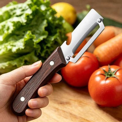 Multi-Functional Stainless Steel Peeler with Wooden Handle, Durable Smooth Kitchen Gadget for Fruits and Vegetables Peeling Slic