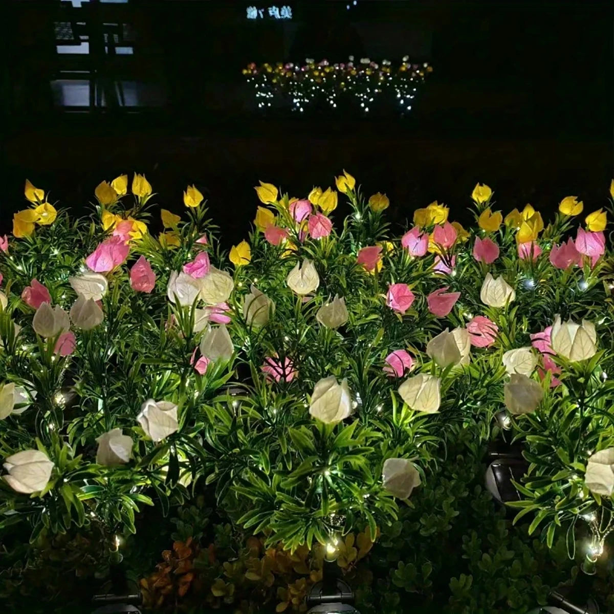 1pc Solar gardenia lamp, outdoor solar garden lamp, with warm white artificial flower lamp suitable for garden lawn decoration