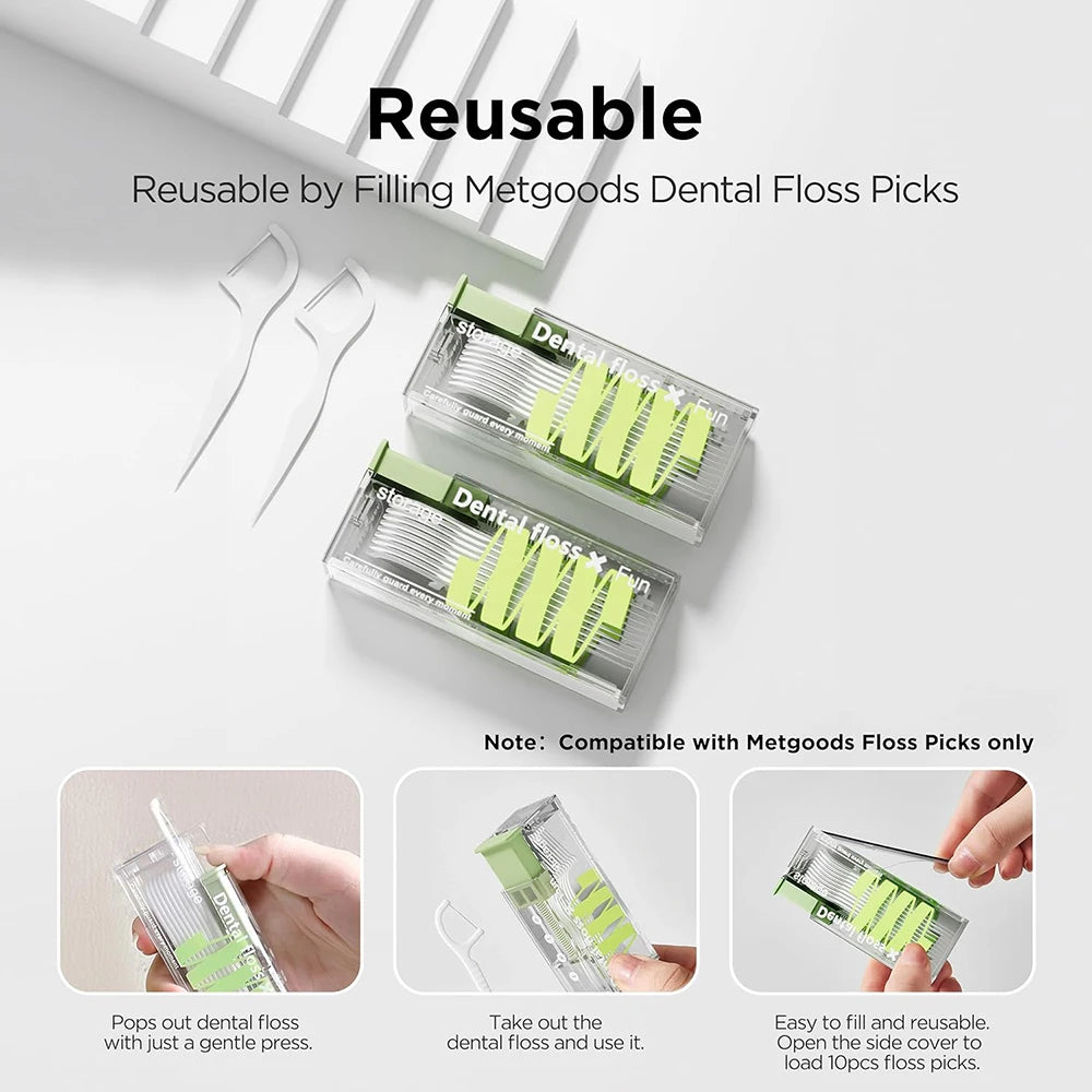 Automatic Dental Floss Storage Box Pop-Up Dental Floss Dispenser With 10Pcs Floss Dental Oral Hygiene Care Portable