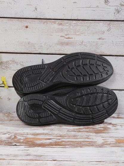 Men Breathable Knitted Running Shoes Anti Slip Trainers Arch Support Shock Absorbing EVA Sole Low Top Lace Up Sports Footwear