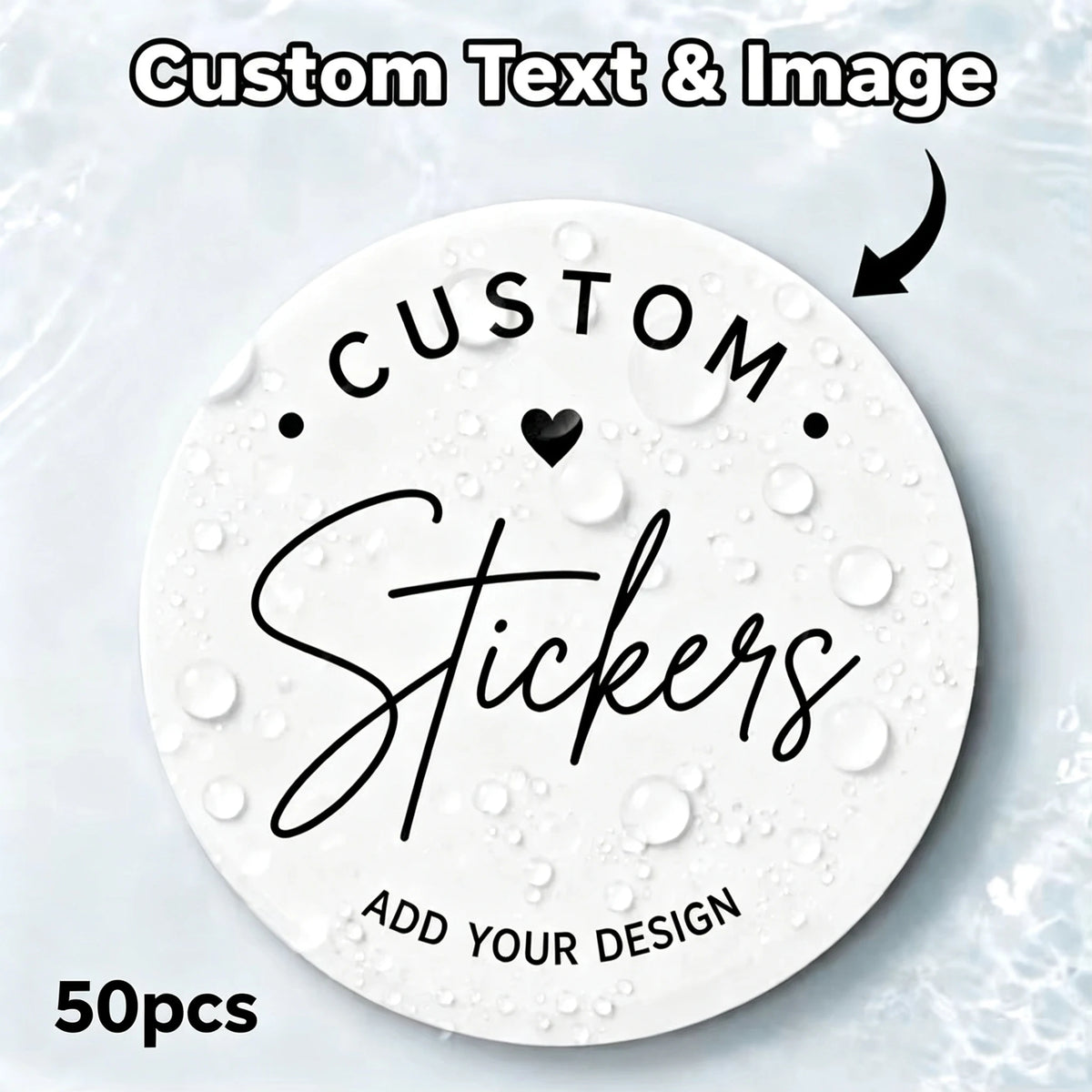 1/50/100PCS Custom Round Waterproof Stickers with Personalized Text & Images for Brand Logo, Product Packaging & Cans Labels