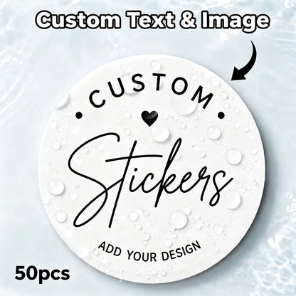 1/50/100PCS Custom Round Waterproof Stickers with Personalized Text & Images for Brand Logo, Product Packaging & Cans Labels