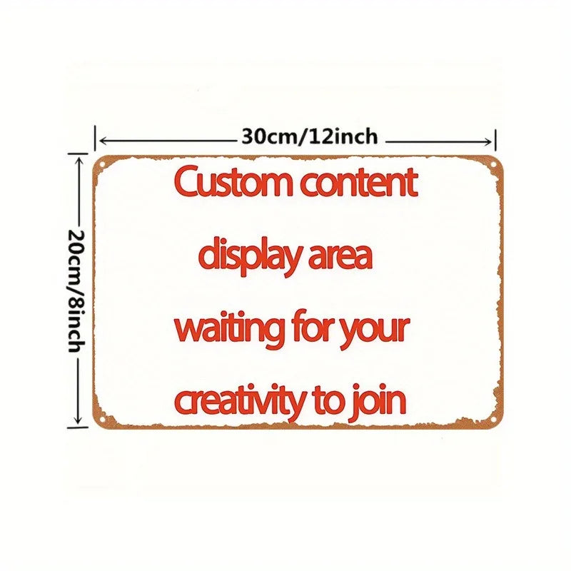 Custom Personalized Rectangular Metal Tin Wall Art, Retro Custom Print Iron Plate Painting, Anti-rust Durable Retro Decor