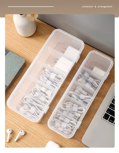 Transparent Data Cable Organizer Case Classification Dustproof Card Organizer Lid Clutter Collection Box for Office Home New
