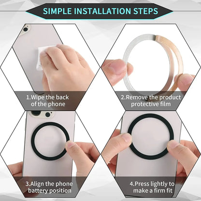 2024 Stainless Steel Universal Magnetic Metal Plate Ring For Magsafe Wireless Charger Iron Sheet Sticker Magnet Car Phone Holder