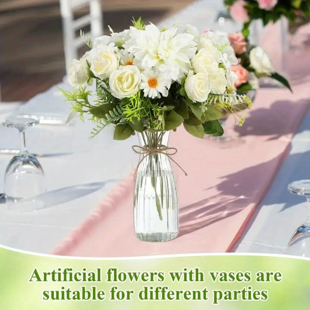 Striped Design Clear Plastic Vases for DIY Floral Arrangements Durable Home Wedding Table Centerpiece Decor