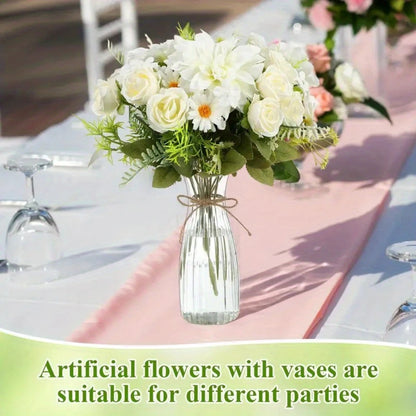 Striped Design Clear Plastic Vases for DIY Floral Arrangements Durable Home Wedding Table Centerpiece Decor