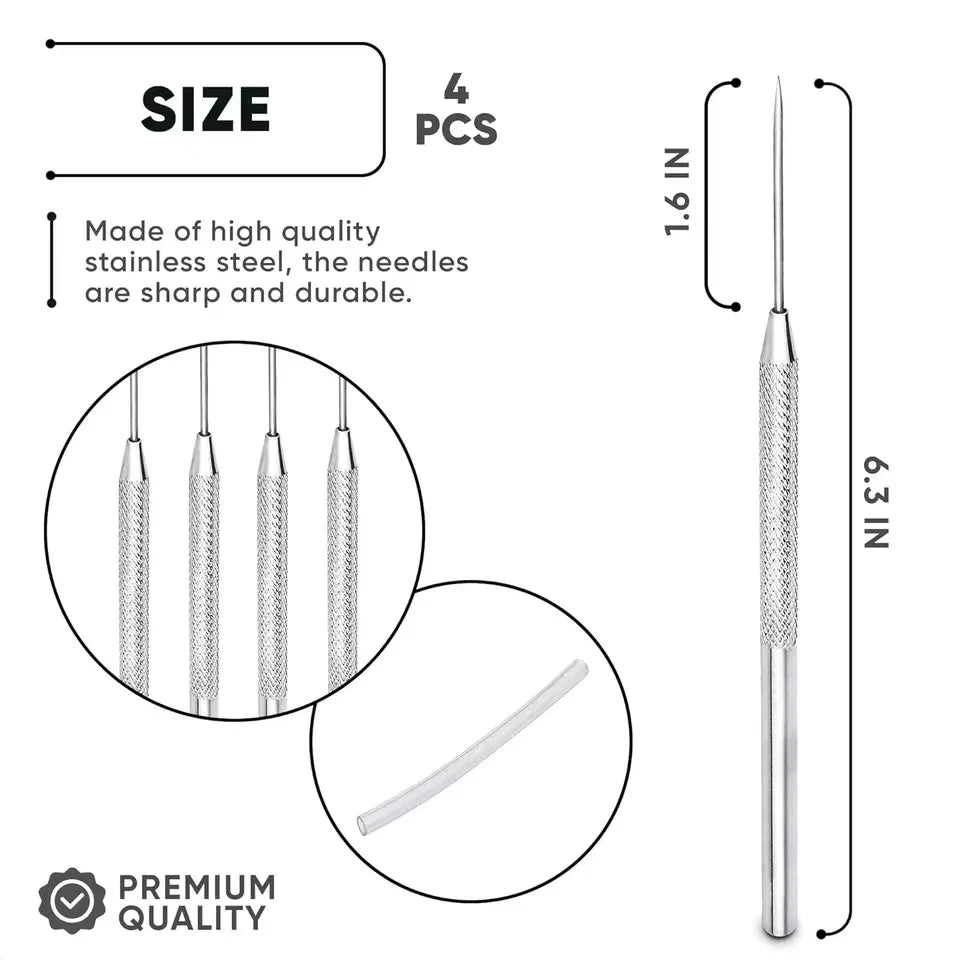 4pcs Aluminum Stick Detailing Needle Clay Tool Pottery Ceramics Tools Polymer Clay Sculpting Modeling DIY Tool Cake Accessories