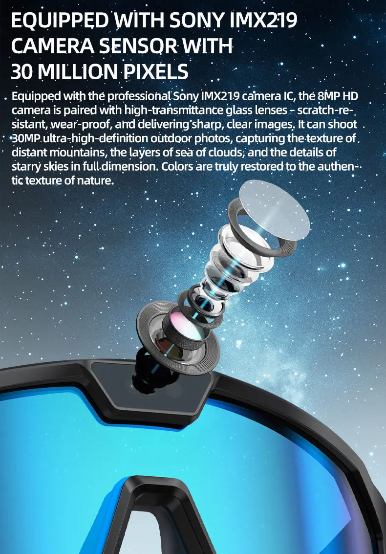 AI Smart Glasses 2026 New, 1200P HD Camera, 30MP Photo, Real Time Translation, Voice Control, Wireless 5.3 for Outdoor Vlog Use