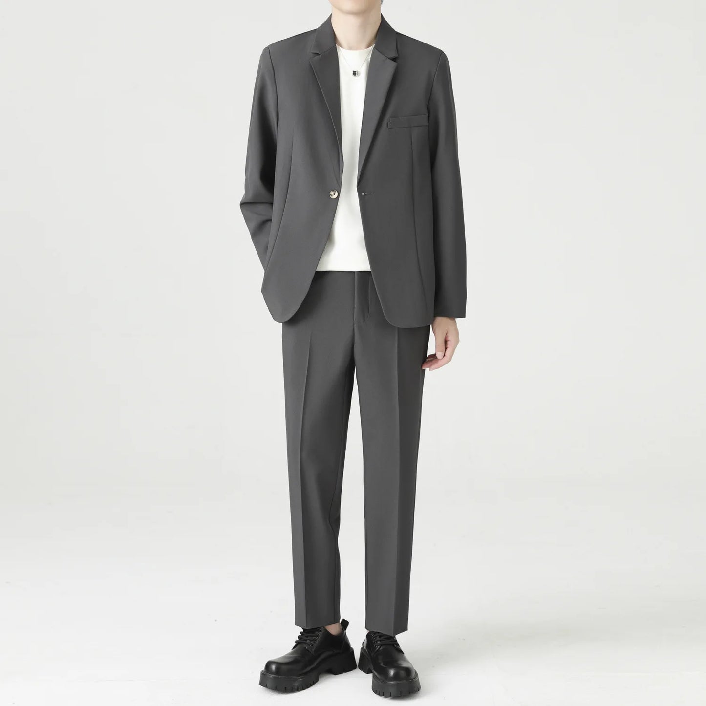 Suits Men's Fashionable Banquet Solid-color Dance Host Casual Wedding Banquet Dress Performance Korean-style Rugged Smart Suit