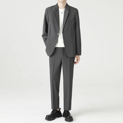 Suits Men's Fashionable Banquet Solid-color Dance Host Casual Wedding Banquet Dress Performance Korean-style Rugged Smart Suit