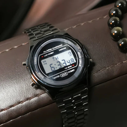 YIKAZE Steel Men's Watch Classic Business Men Digital Watches Alarm Chrono Electronic Wristwatch Sports Clock for Man Women