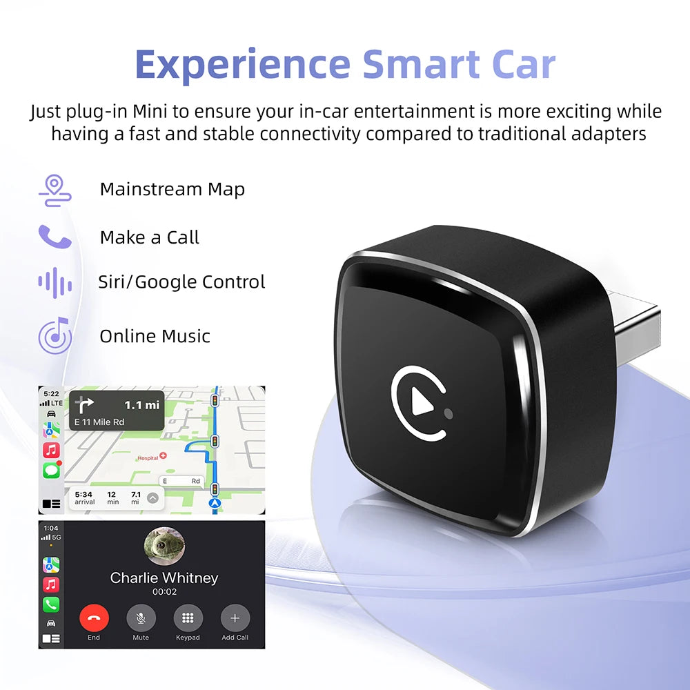 Mini 2in1 Wireless CarPlay Adapter Wireless Android Auto AI Smart Box Intelligent Systems for Wired CarPlay Car