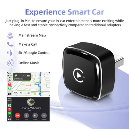Mini 2in1 Wireless CarPlay Adapter Wireless Android Auto AI Smart Box Intelligent Systems for Wired CarPlay Car