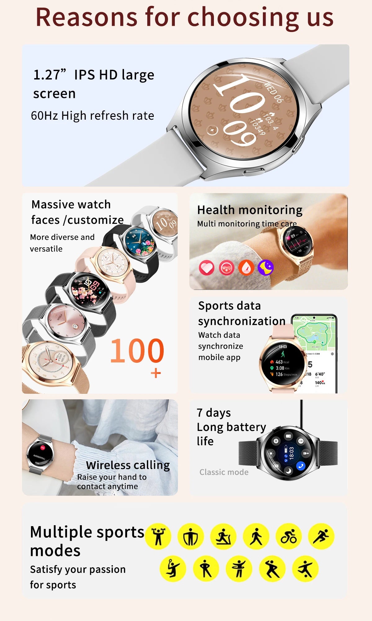 LIGE Luxury Smart Watch For Woman 1.27" Bluetooth Call Custom Dial Women's Bracelet Sports Health Monitor Smartwatch Ladies Gift