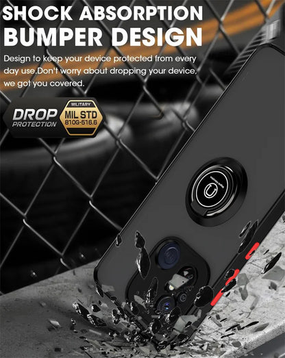 Funda For Xiaomi Redmi 12C 4G Case Armor Magnetic Holder Ring Bracket Case For Redmy 12C 12 C Redmi12C Matte Hard PC Back Cover