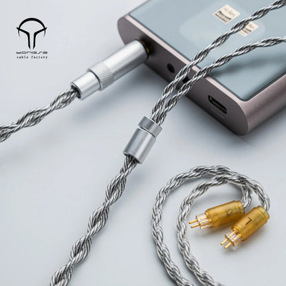 Yongse Obsidian Cable Silver-plated Single Crystal Copper Earphones Upgrade Cable Switchable Plug: 3.5mm +4.4mm
