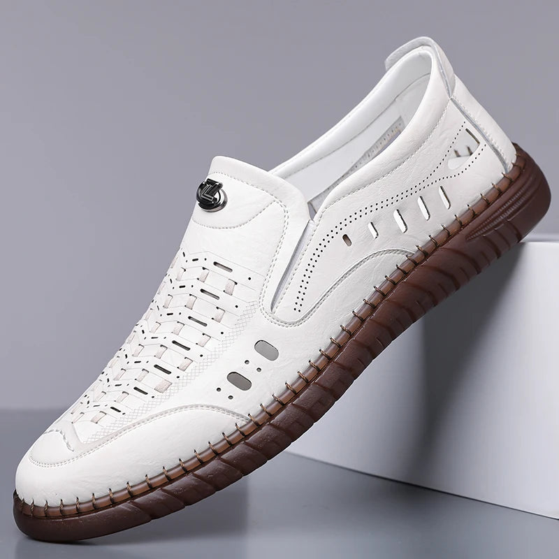 Men's Comfortable Slip-on Loafers, Non-slip Soft Sole Business Casual Shoes, Breathable for Outdoor Use and Driving-XH501