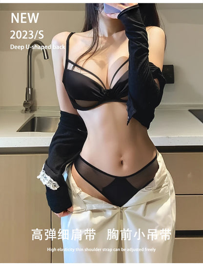 섹시 Push Up Bra Victoria Style - Wireless Slimming Lingerie Large Breasts, French Thin Tapered Bralette Anti Sag T-Shirt Bra