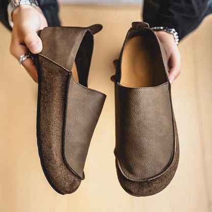 Fashion Mens Casual Shoes Soft Leather Comfort Man Loafers Outdoor Walking Half Slippers Breathable Lazy Driving Shoes Moccasins