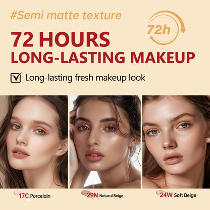 Korean Air Cushion Foundation Natural Moisturizing Coverage 72H Wear Semi-Matte Finish Foundation Women Long-lasting Makeup Base