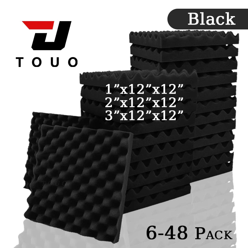 TOUO Acoustic Foam Fireproof Soundproofing Sponge 6/12/24/48 Pcs Egg Crate Soundproof Foam Studio Home Sound-absorbing