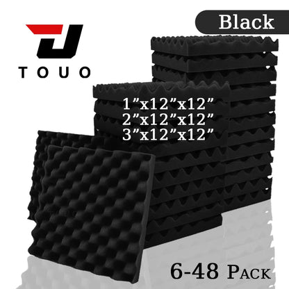 TOUO Acoustic Foam Fireproof Soundproofing Sponge 6/12/24/48 Pcs Egg Crate Soundproof Foam Studio Home Sound-absorbing
