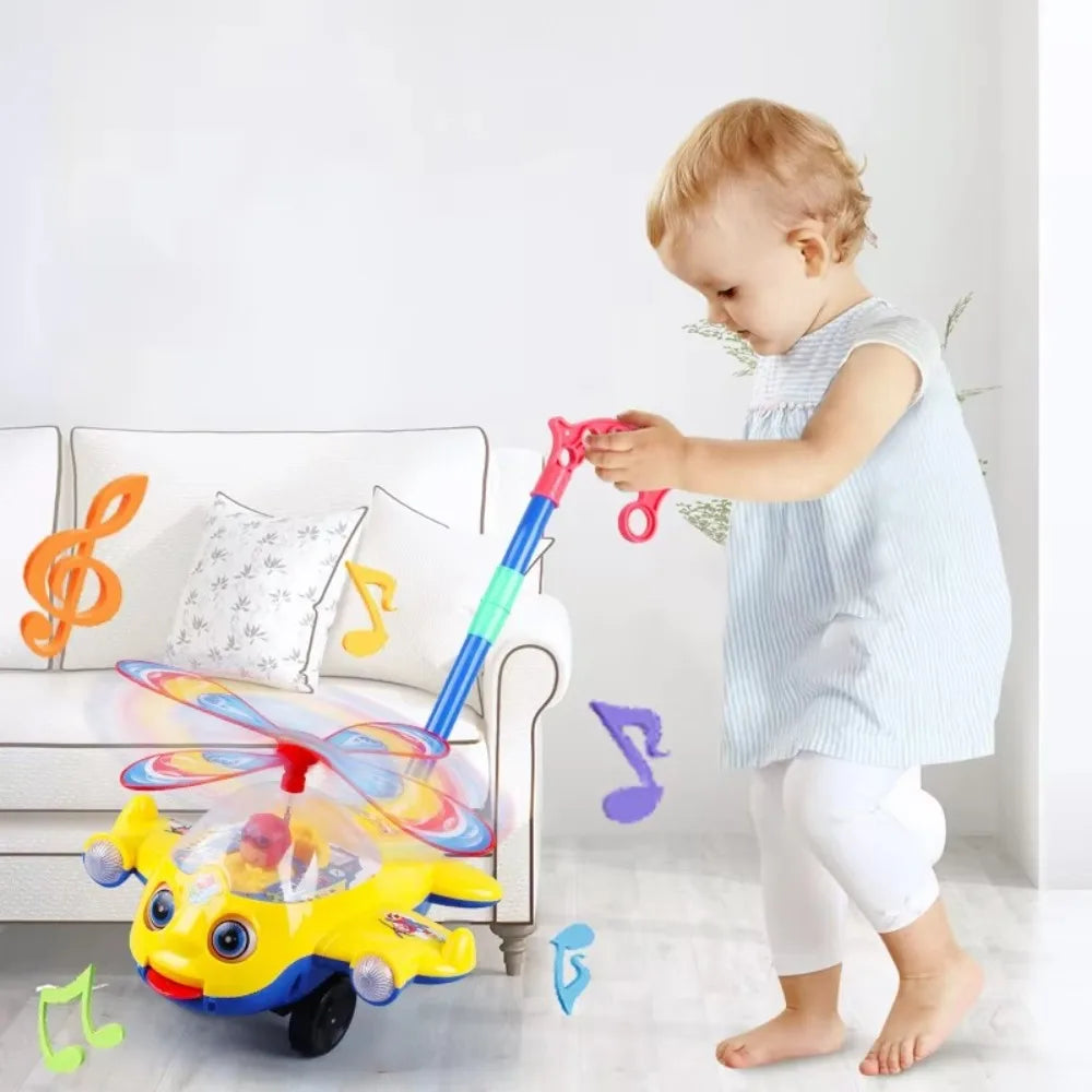 Interactive Baby Walker Toy with Bell Detachable Baby Toddler Stroller Toy Gifts Children's Hand Push Airplane