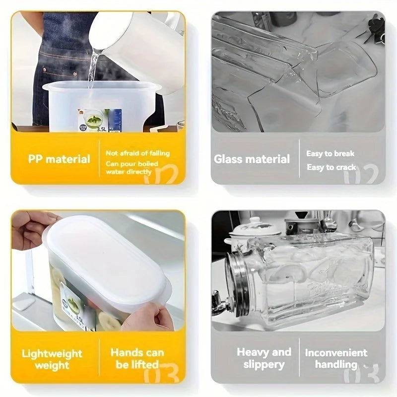 3.5L Large Capacity Cold Water Pitcher Cold Kettle with Faucet In Refrigerator Iced Beverage Dispenser Cold Water Bottle