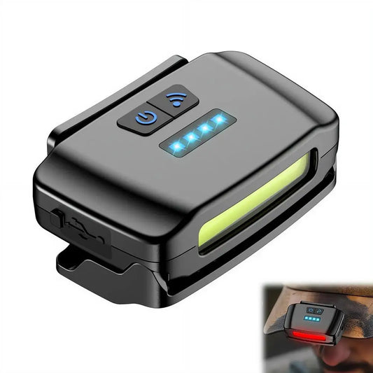 Motion Sensor LED Hat Clip Light, Rechargeable Waterproof Headlamp with Red Light for Night Fishing & Camping