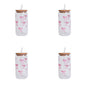 1/2/4/6Pcs Glass Cups with Bowknot Print, with Lid and Straw, Exquisite and High-End Bowknot Glass Cups, Suitable for Home Decoration, Daily Household Drinking Cups, Outdoor Picnic Cups, Party Cups, Breakfast Milk Cups, Gift-