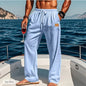 2024 Spring/Summer New Men's Cotton Pants Summer Fashion Casual Solid Color Loose Plus Size S-5XL Jogger Trousers