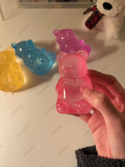 Gummy Bear Fudge Squeeze Toy Colorful Jelly Bean Gummy Candy Fidget Toy Anti Stress Release Hand Relax Toy