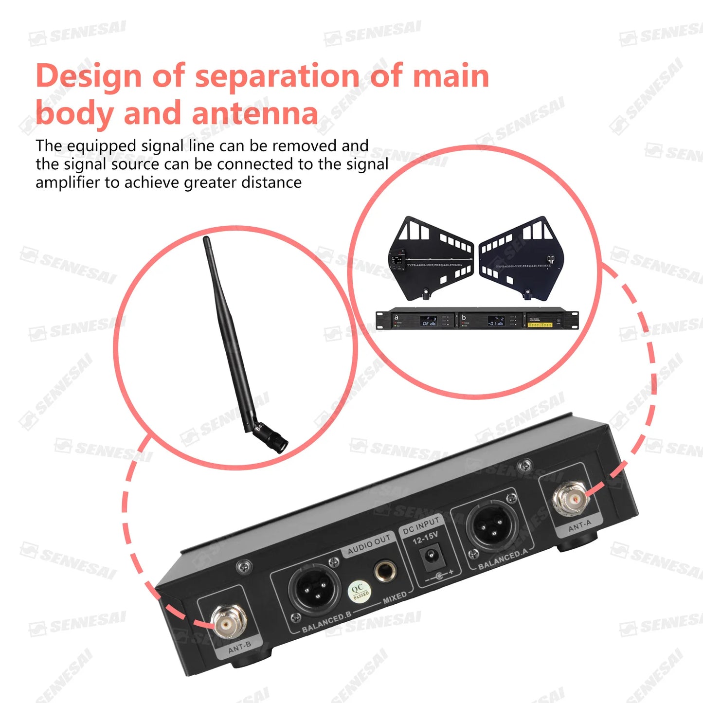 SENNESAI Ew100g3 Professional Dual Wireless Microphone Stage Performance 2 Channels 600-699MHz UHF Karaoke Metal Handheld