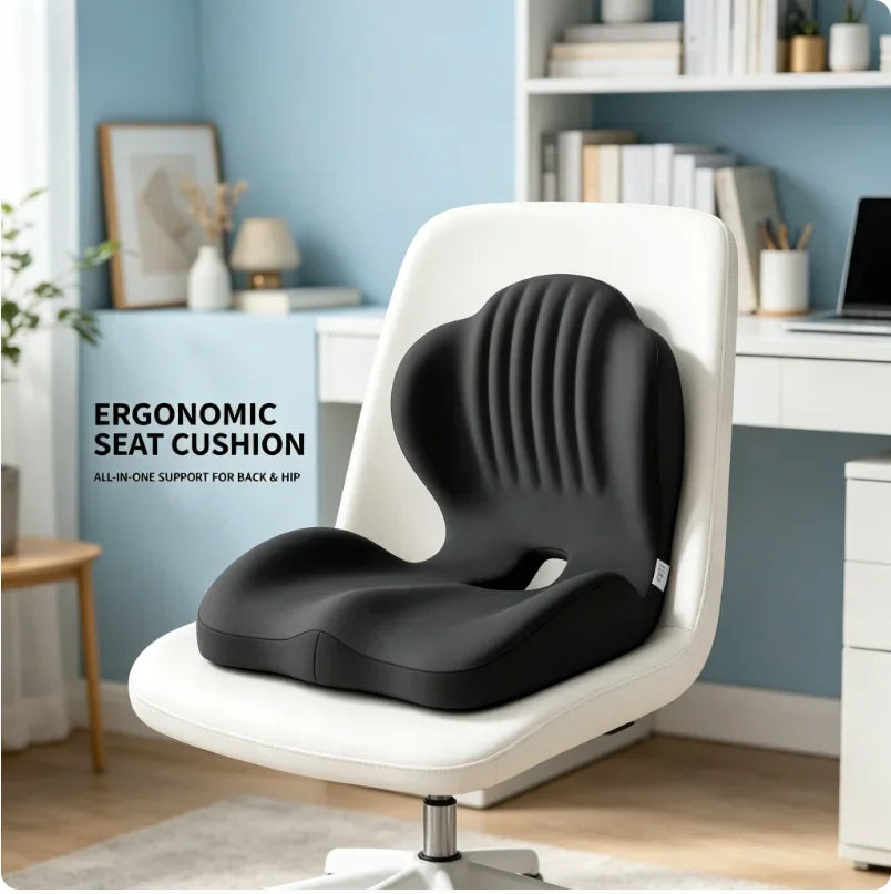 Ergonomic Memory Foam Seat Cushion Lumbar Support Pad Relieve Tailbone Sciatica Pain For Office Chair Car Seat Daily Use