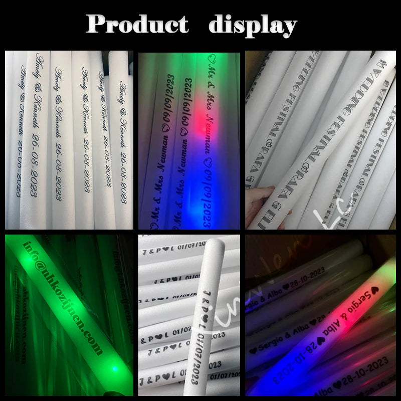 30/40/60/80/100/120Pcs RGB LED Glow Bulk Party Supplies Colorful Glow Sticks Foam Stick Cheer Tube Dark Light Birthday Wedding